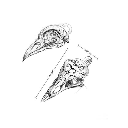 Tormod Crow Skull - The Nevermore Gothic Pendant Copper Silver