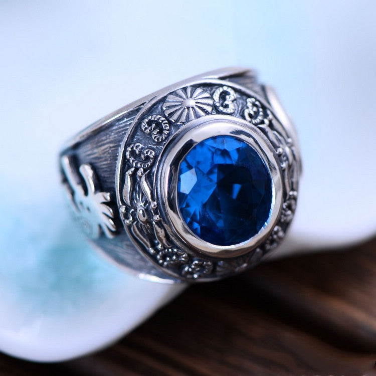 Totem Synthesis Blue Crystal - The Nevermore Ring 925 Silver