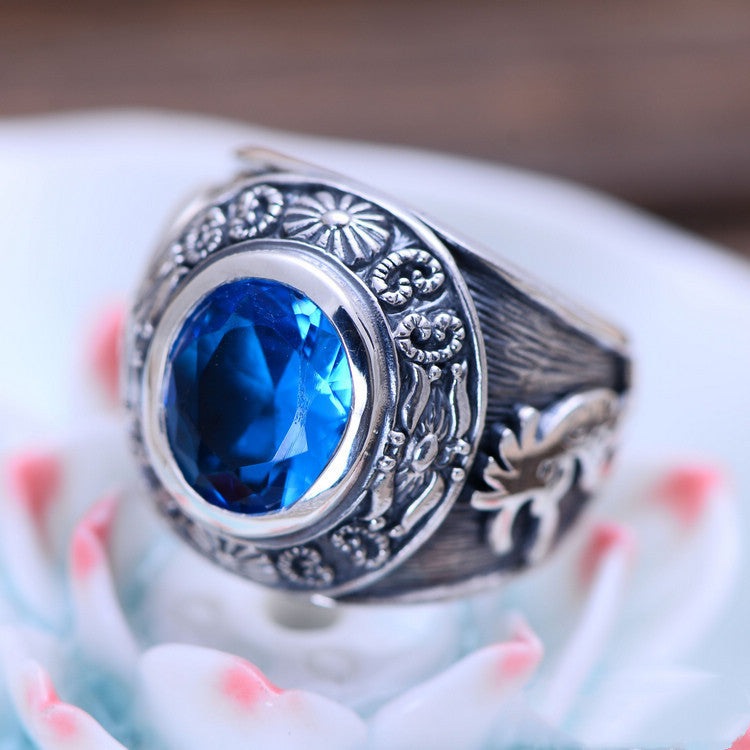 Totem Synthesis Blue Crystal - The Nevermore Ring 925 Silver