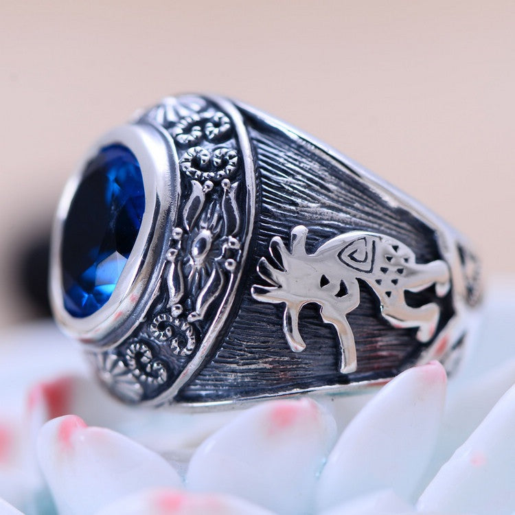 Totem Synthesis Blue Crystal - The Nevermore Ring 925 Silver