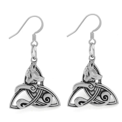 Triangle Wolf Head Earrings Nordic Myth Temperament