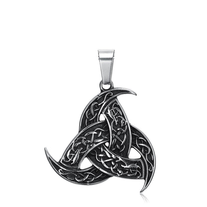 Triple Horn - The Nevermore Gothic Pendant Necklace Viking Norse Stainless Steel