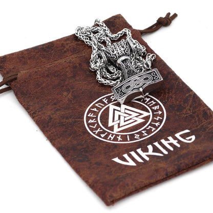 Trond Thor's Hammer - The Nevermore Norse Vikings Pendant Necklace for Men Titanium Steel