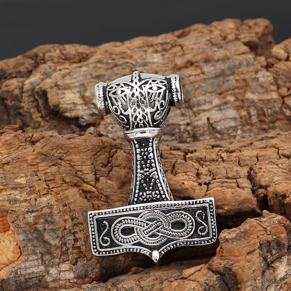 Trond Thor's Hammer - The Nevermore Norse Vikings Pendant Necklace for Men Titanium Steel