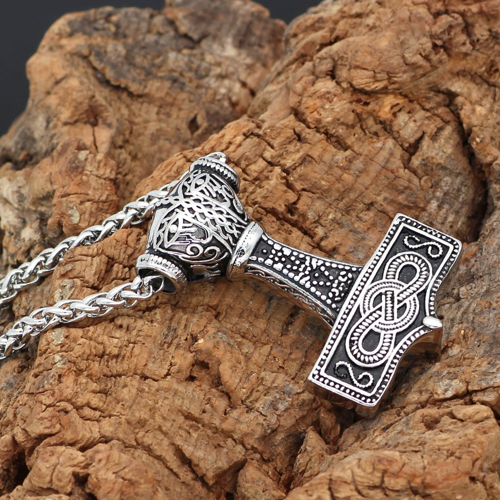 Trond Thor's Hammer - The Nevermore Norse Vikings Pendant Necklace for Men Titanium Steel