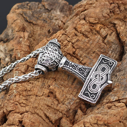 Trond Thor's Hammer - The Nevermore Norse Vikings Pendant Necklace for Men Titanium Steel