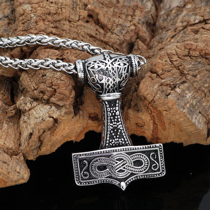 Trond Thor's Hammer - The Nevermore Norse Vikings Pendant Necklace for Men Titanium Steel