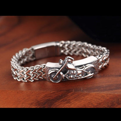 Two-Wheel Passion - The Nevermore Gothic motorcycle bracelet in titanium steel