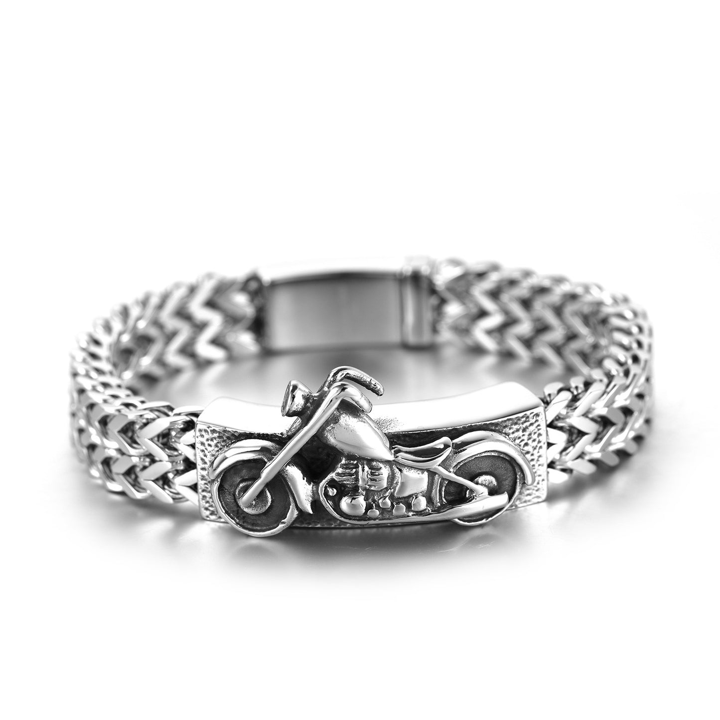 Two-Wheel Passion - The Nevermore Gothic motorcycle bracelet in titanium steel