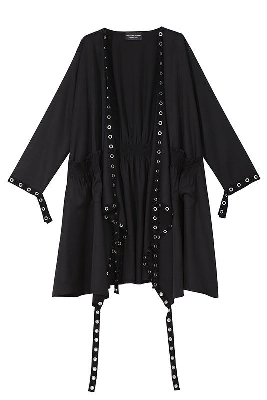 Umbria Veil - The Nevermore Gothic Black Long Sleeve Trench Coat Waisted Women's Jacket