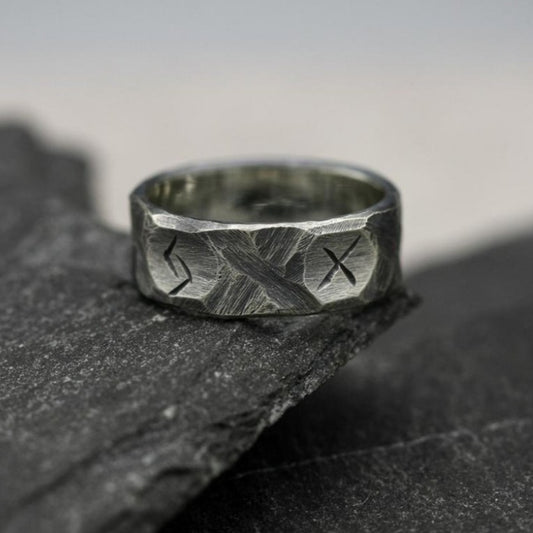 Valkyrie's Valor - The Nevermore Viking Rune 925 Silver Ring for Men