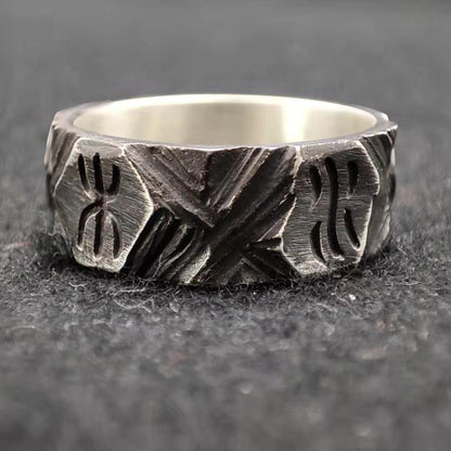 Valkyrie's Valor - The Nevermore Viking Rune 925 Silver Ring for Men