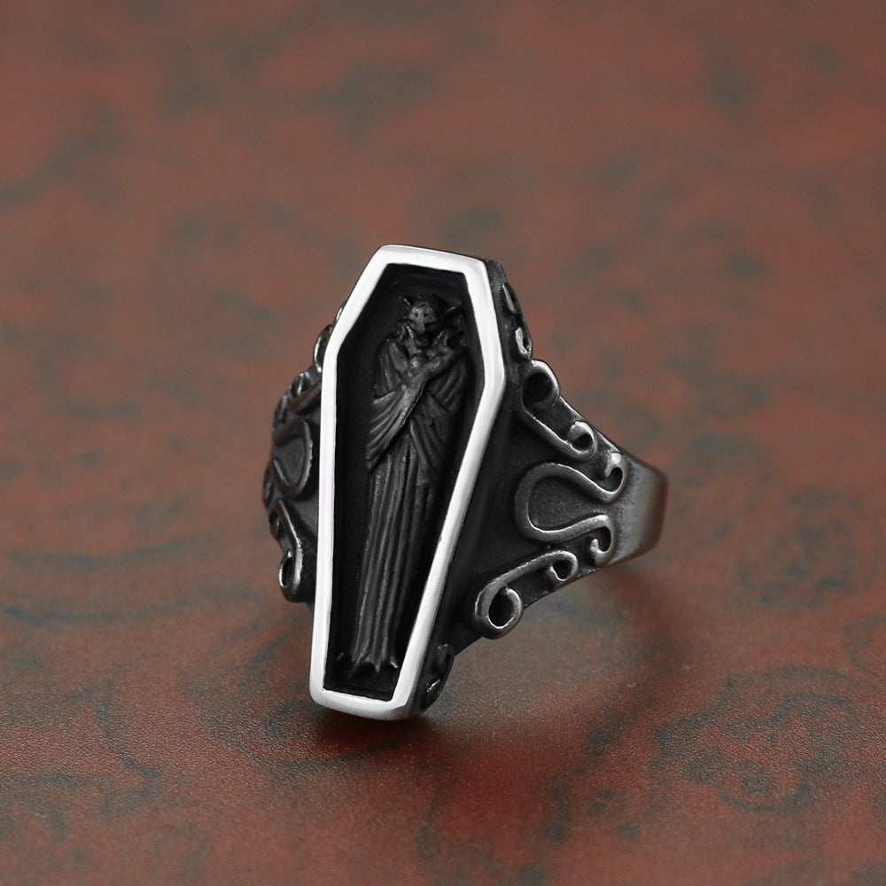 Vampire's Coffin - The Nevermore Gothic Ring Titanium Steel