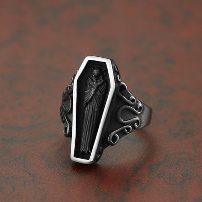 Vampire's Coffin - The Nevermore Gothic Ring Titanium Steel