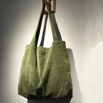 VelvetGroove Corduroy Tote - Large Retro Plush Bag by The Nevermore