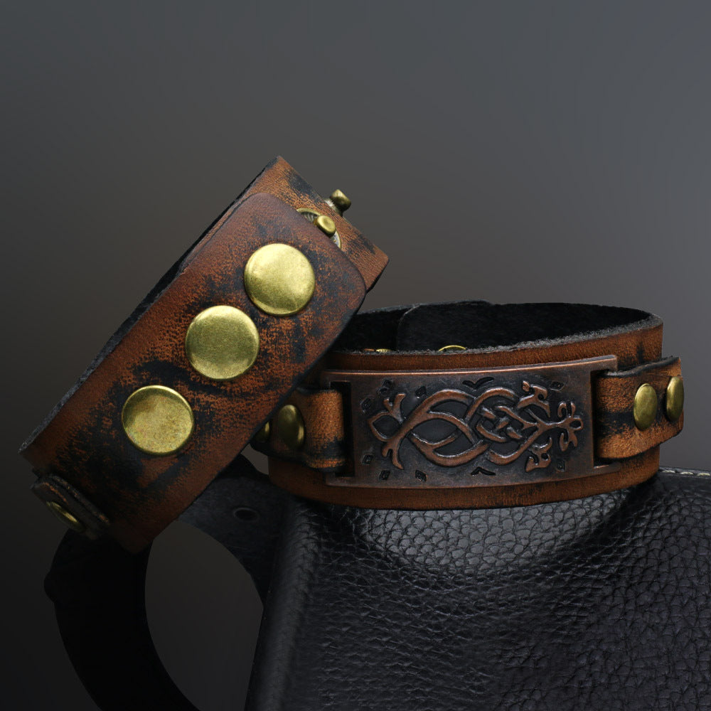 Victorian Era Arm Wraps - The Nevermore Steampunk Leather Bracelet