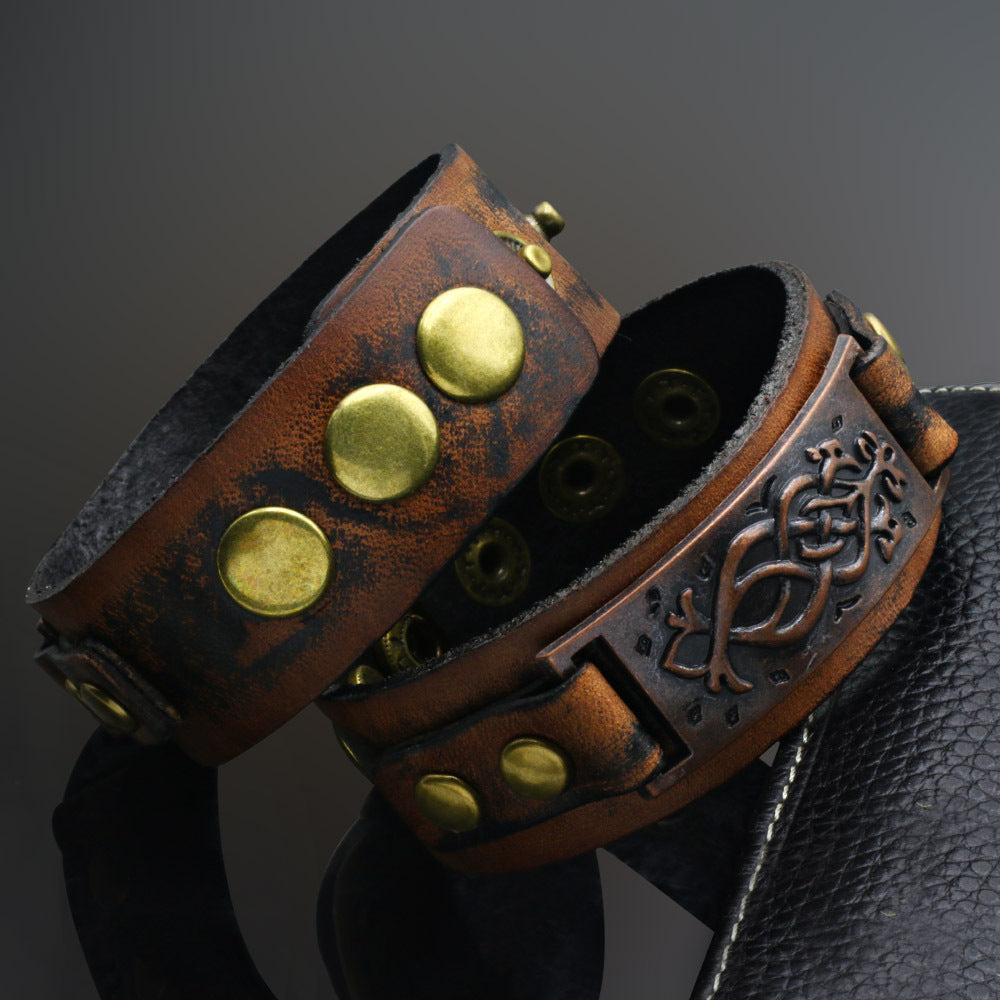 Victorian Era Arm Wraps - The Nevermore Steampunk Leather Bracelet