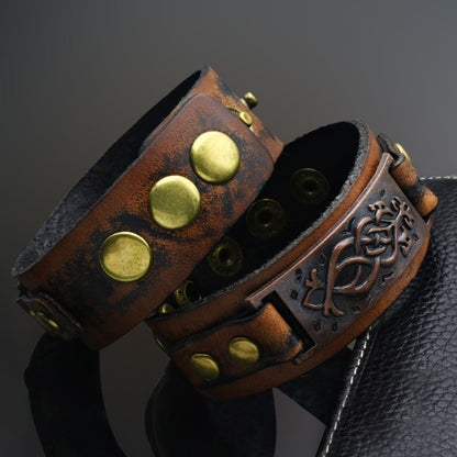 Victorian Era Arm Wraps - The Nevermore Steampunk Leather Bracelet