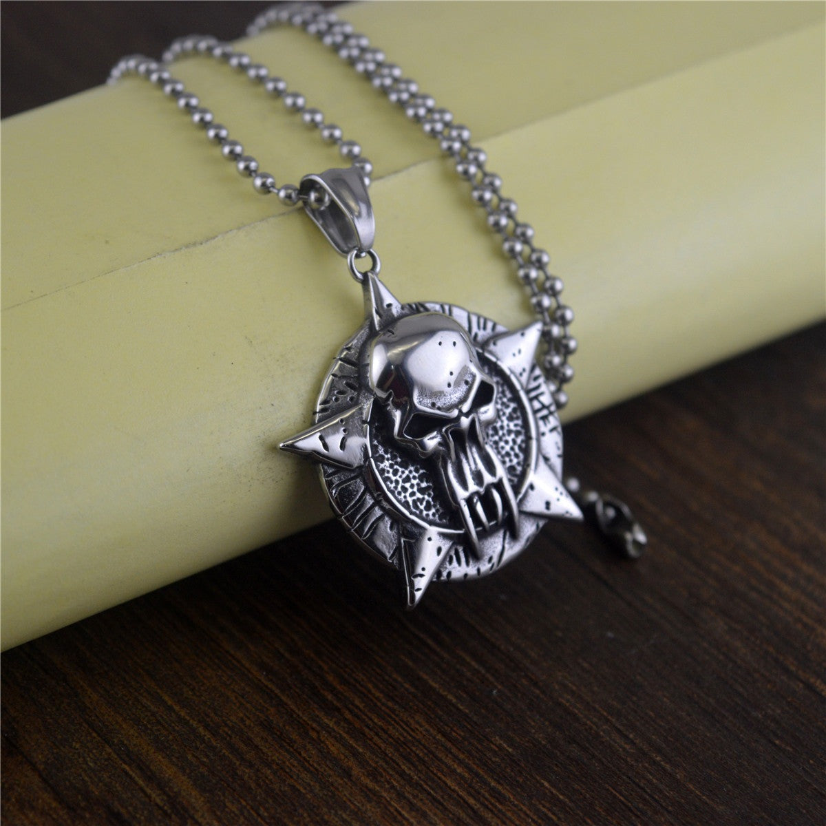 Viking Helm Skull - The Nevermore Gothic Titanium Steel Pendant Necklace Norse