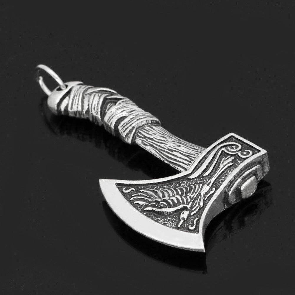 Viking Ornaments Celtic Wolf Crow Double Axe Pendant