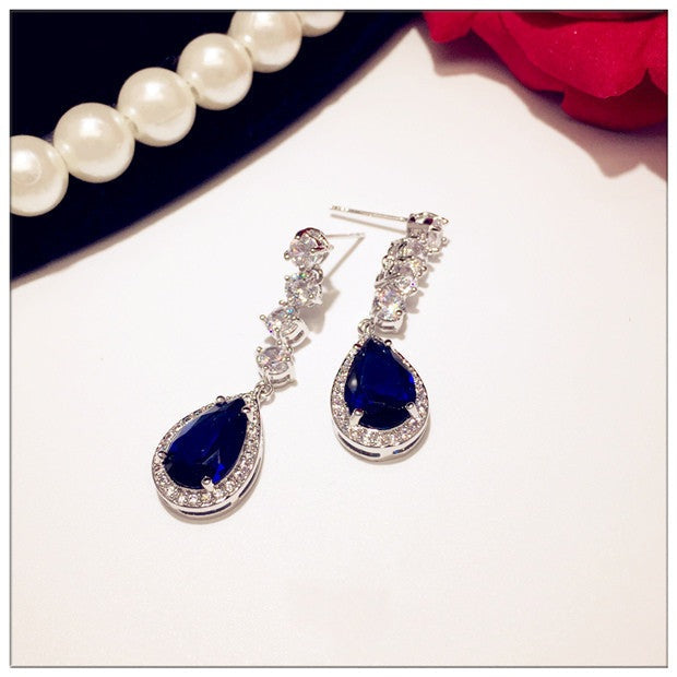 Vlora - The Nevermore Earrings for Woman Sapphire And Sterling Silver Earrings Tears