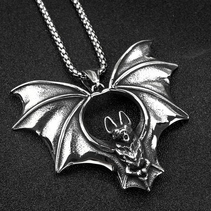 Winged Nocturne, Bat - The Nevermore Gothic Titanium Steel Pendant Necklace