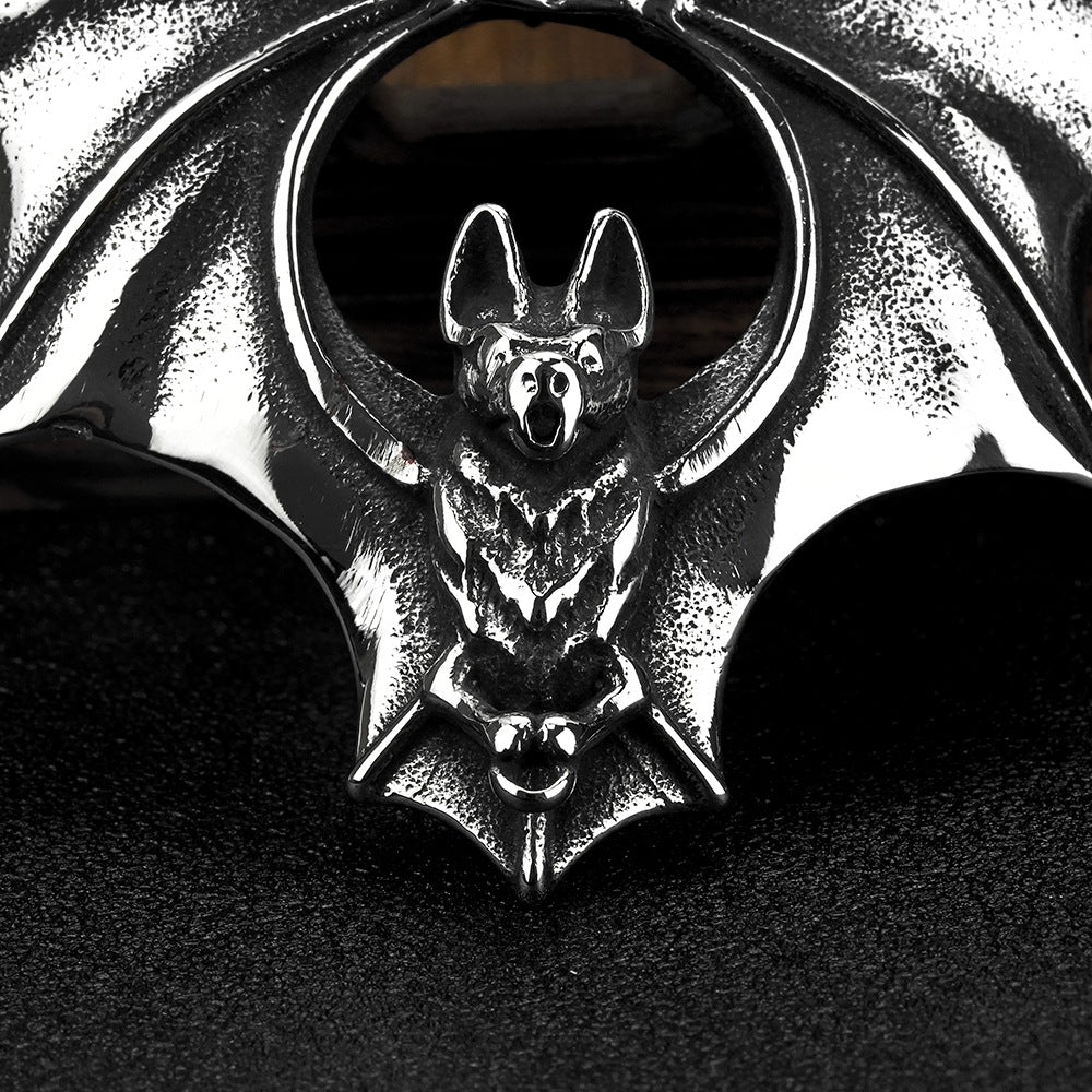 Winged Nocturne, Bat - The Nevermore Gothic Titanium Steel Pendant Necklace