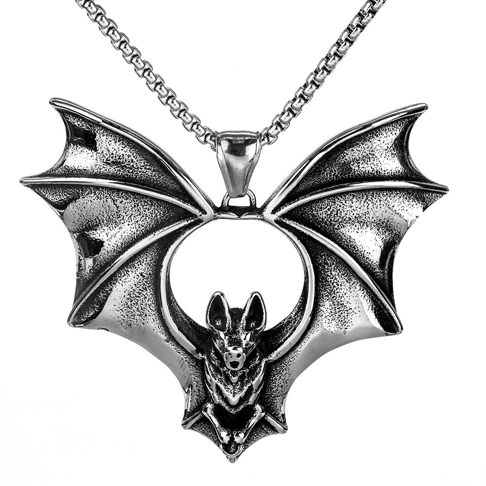 Winged Nocturne, Bat - The Nevermore Gothic Titanium Steel Pendant Necklace