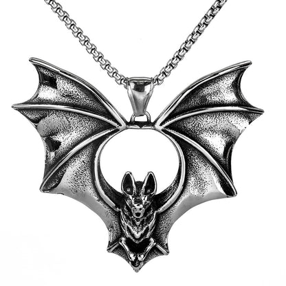 Winged Nocturne, Bat - The Nevermore Gothic Titanium Steel Pendant Necklace