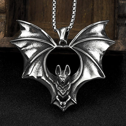 Winged Nocturne, Bat - The Nevermore Gothic Titanium Steel Pendant Necklace