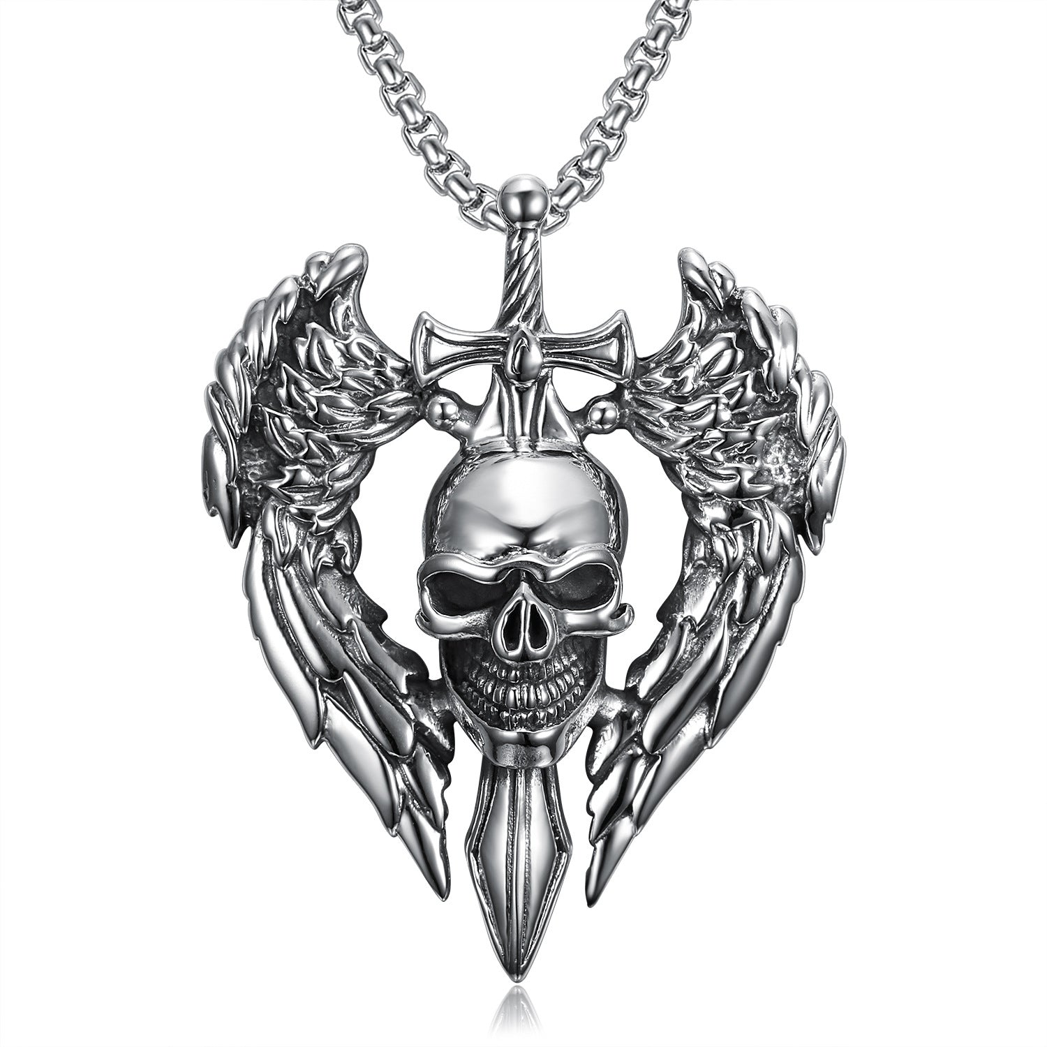 Winged Skullblade Dominion - The Nevermore Gothic Pendant Necklace