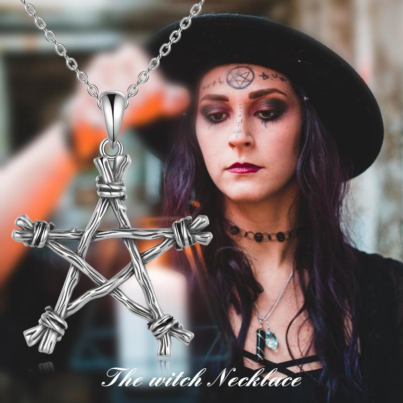 Witchcraft Pentangle - The Nevermore Gothic Sterling Silver Pendant Necklace