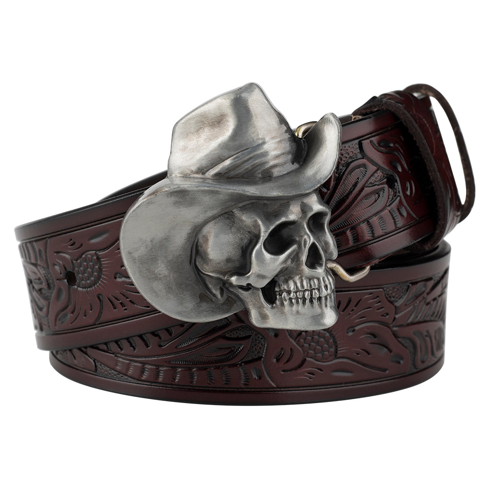 Xander Nightshade Cowboy Skull - The Nevermore Gothic Leather Belt