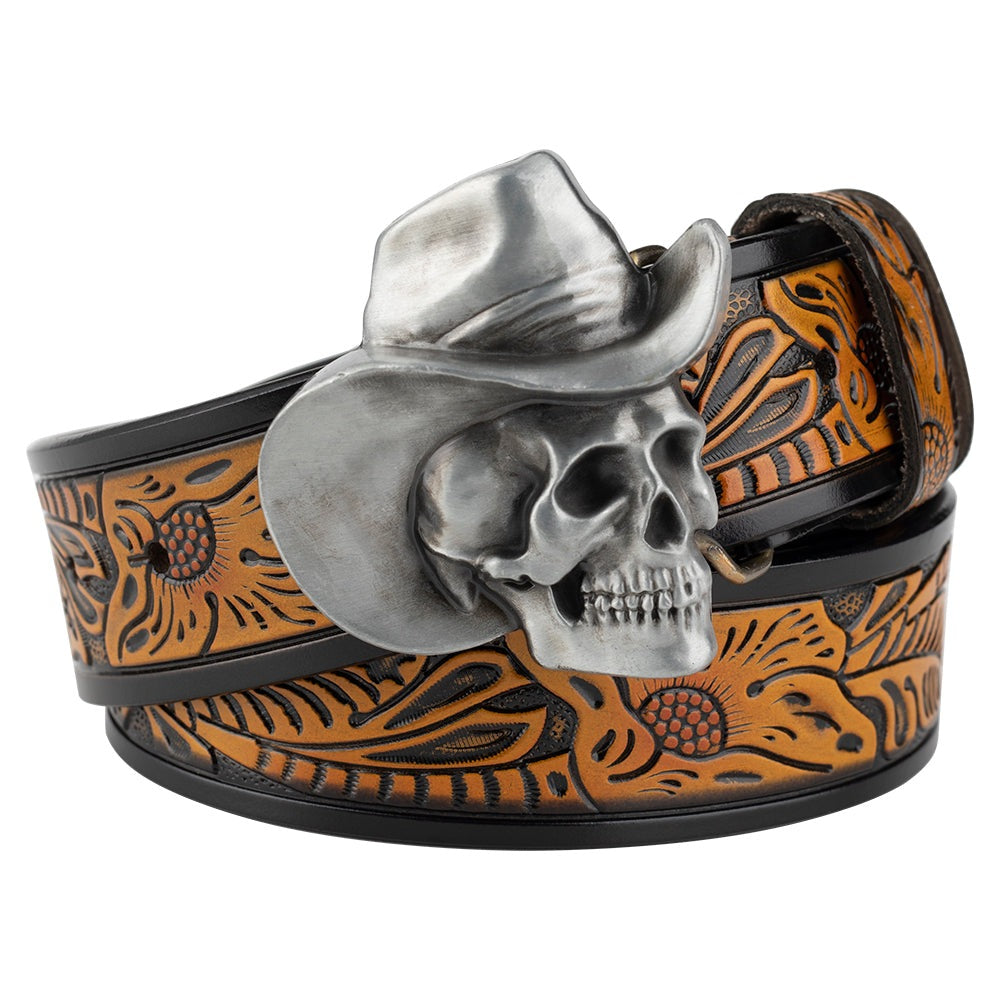 Xander Nightshade Cowboy Skull - The Nevermore Gothic Leather Belt