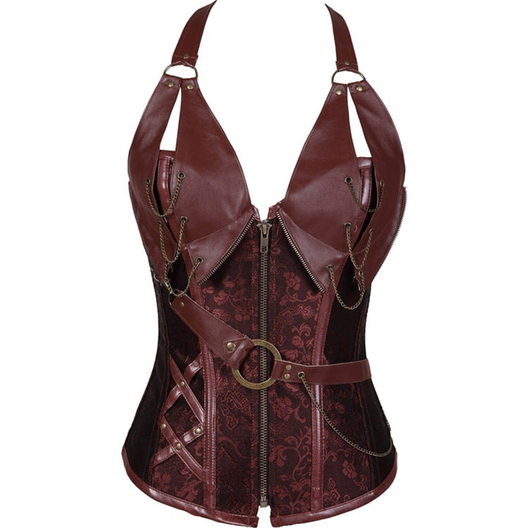 Xanthe Shadow - The Nenermore Steampunk Leather Corset With Belt Shape Body