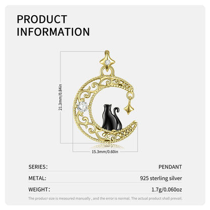 A Black Cat and a Crescent - The Nevermore Pendant S925 Sterling Silver – Unique Pendants - Necklaces by Nevermore Lifestyle & Tech | Set