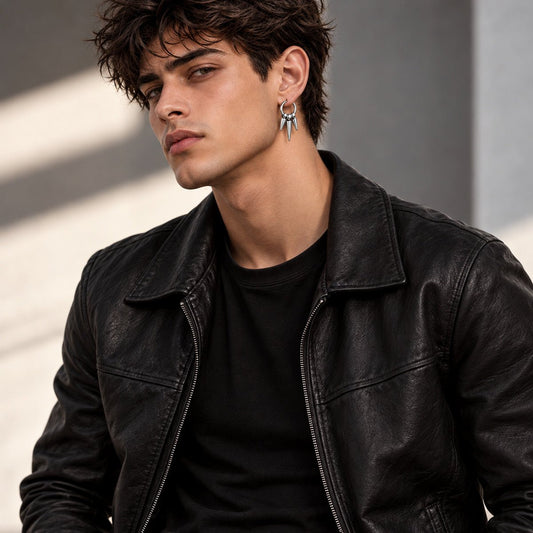 Abraham Firestone – Triple Spike Hoop Earring for Men by The Nevermore – Unique Gothic Earrings by The Nevermore |