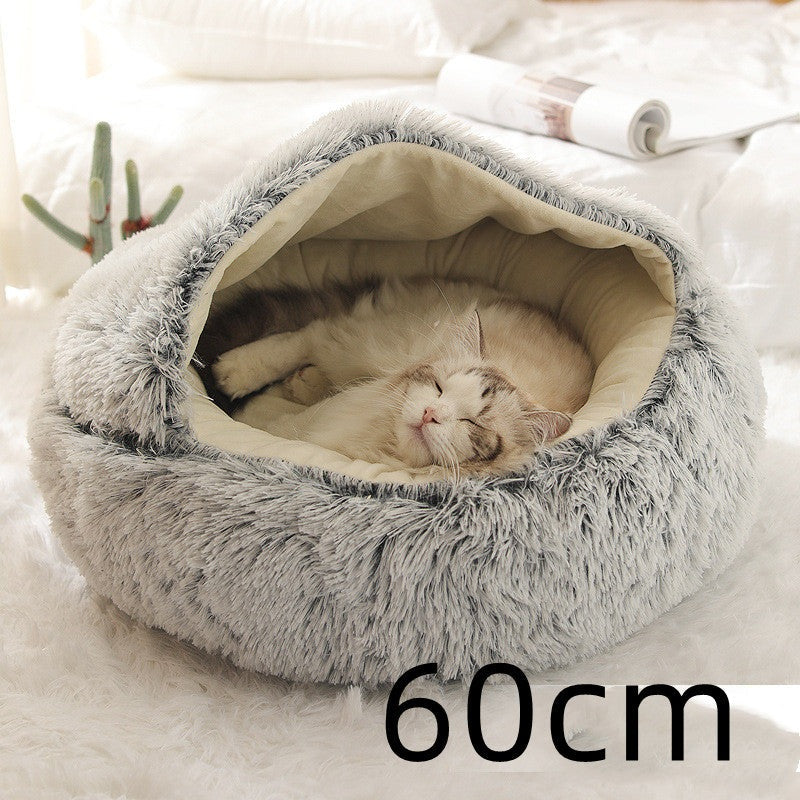 Dog And Cat Winter Warm Bed House for Pets Soft Long Plush - The Nevermore Pet Beds and Furniture