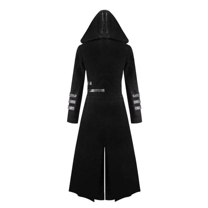 Alaric - The Nevermore Steampunk Gothic Hooded Coat for Men – Unique Steampunk Fashion by Nevermore Lifestyle & Tech | 3XL Black