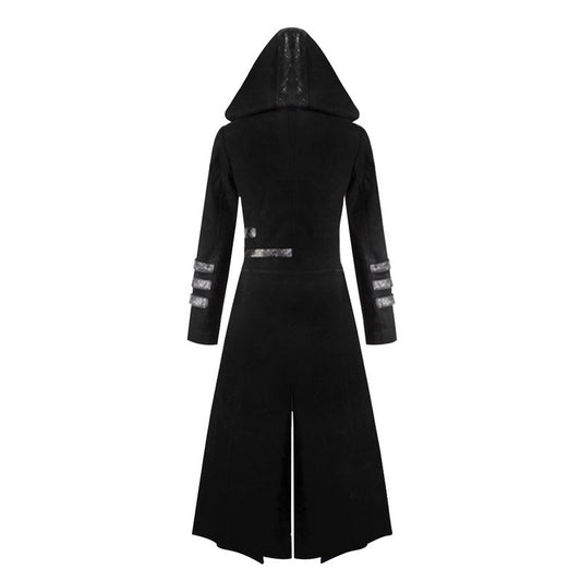 Alaric - The Nevermore Steampunk Gothic Hooded Coat for Men – Unique Steampunk Fashion by Nevermore Lifestyle & Tech | 3XL Black