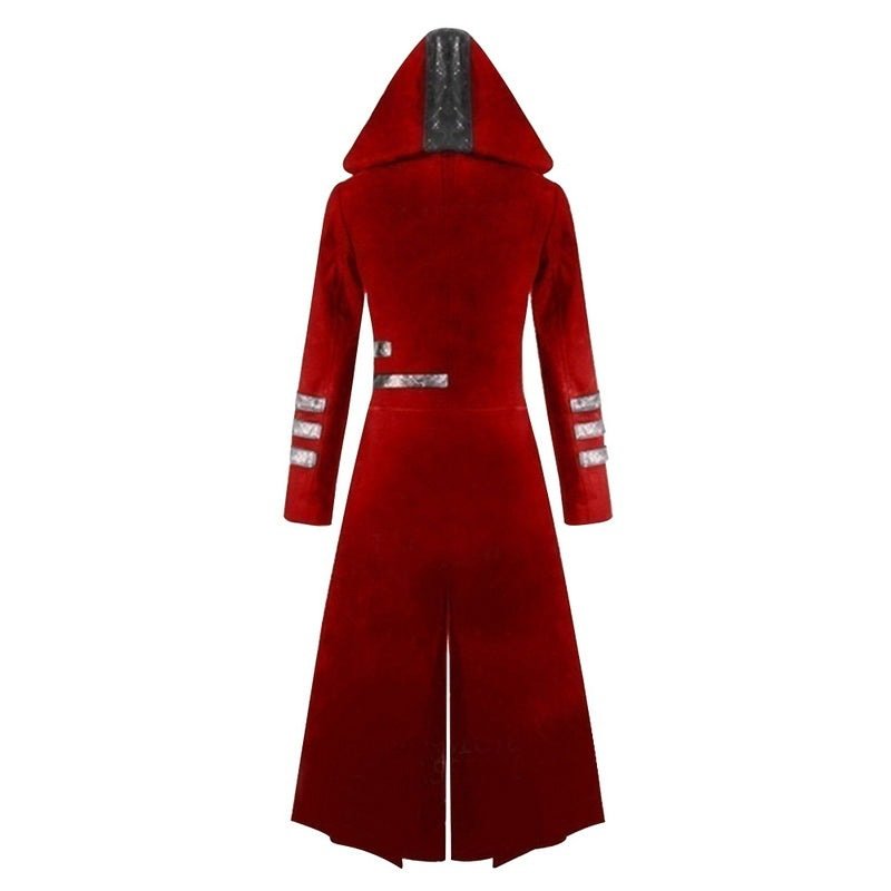 Alaric - The Nevermore Steampunk Gothic Hooded Coat for Men – Unique Steampunk Fashion by Nevermore Lifestyle & Tech | 3XL Red