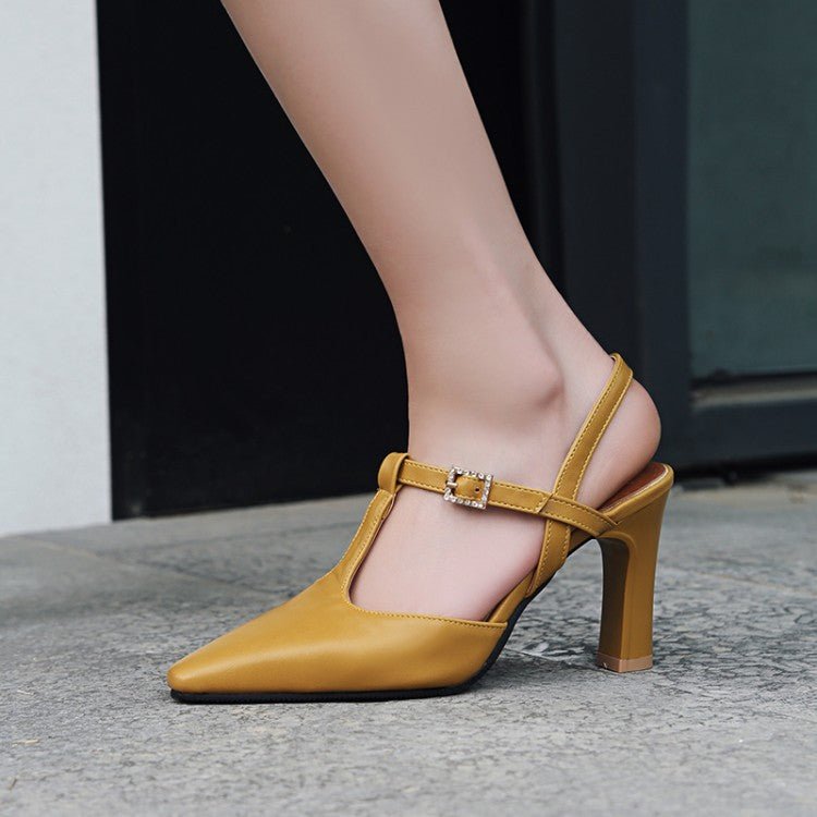 Alicia Thick Heeled Pointed Toe Shoes by The Nevermore – Unique Shoes by Nevermore Lifestyle & Tech | 32 Yellow