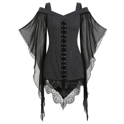Amaris - The Nevermore Gothic Shirt for Women – Unique Gothic Fashion for Women by Nevermore Lifestyle & Tech | 2XL Grey
