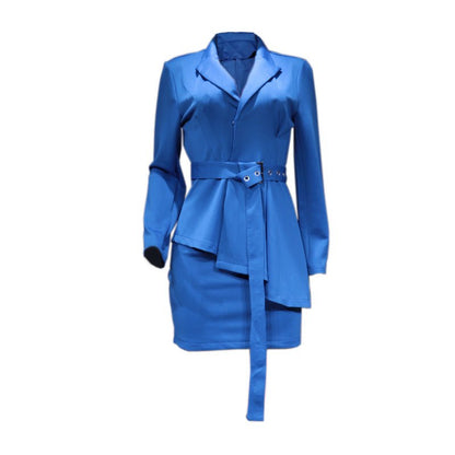 Amber Row – Women’s Two - Piece Skirt Suit by The Nevermore – Unique Suits by Nevermore Lifestyle & Tech | L Blue