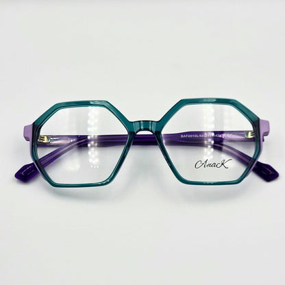 Anak BAF2010L - Green Purple Polygonal Eyeglasses by The Nevermore – Unique Eyeglasses by Nevermore Lifestyle & Tech |