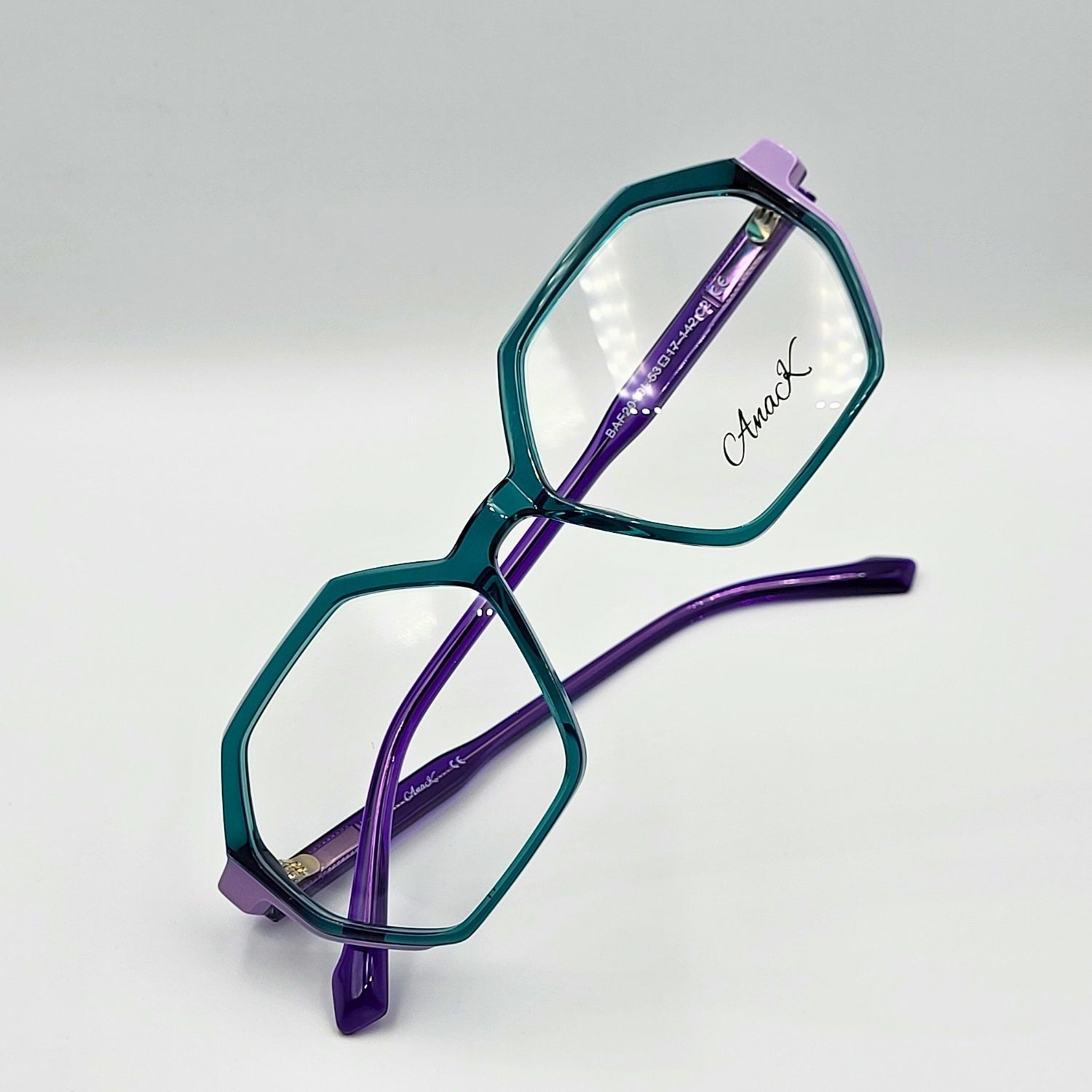Anak BAF2010L - Green Purple Polygonal Eyeglasses by The Nevermore – Unique Eyeglasses by Nevermore Lifestyle & Tech |