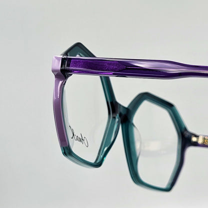 Anak BAF2010L - Green Purple Polygonal Eyeglasses by The Nevermore – Unique Eyeglasses by Nevermore Lifestyle & Tech |