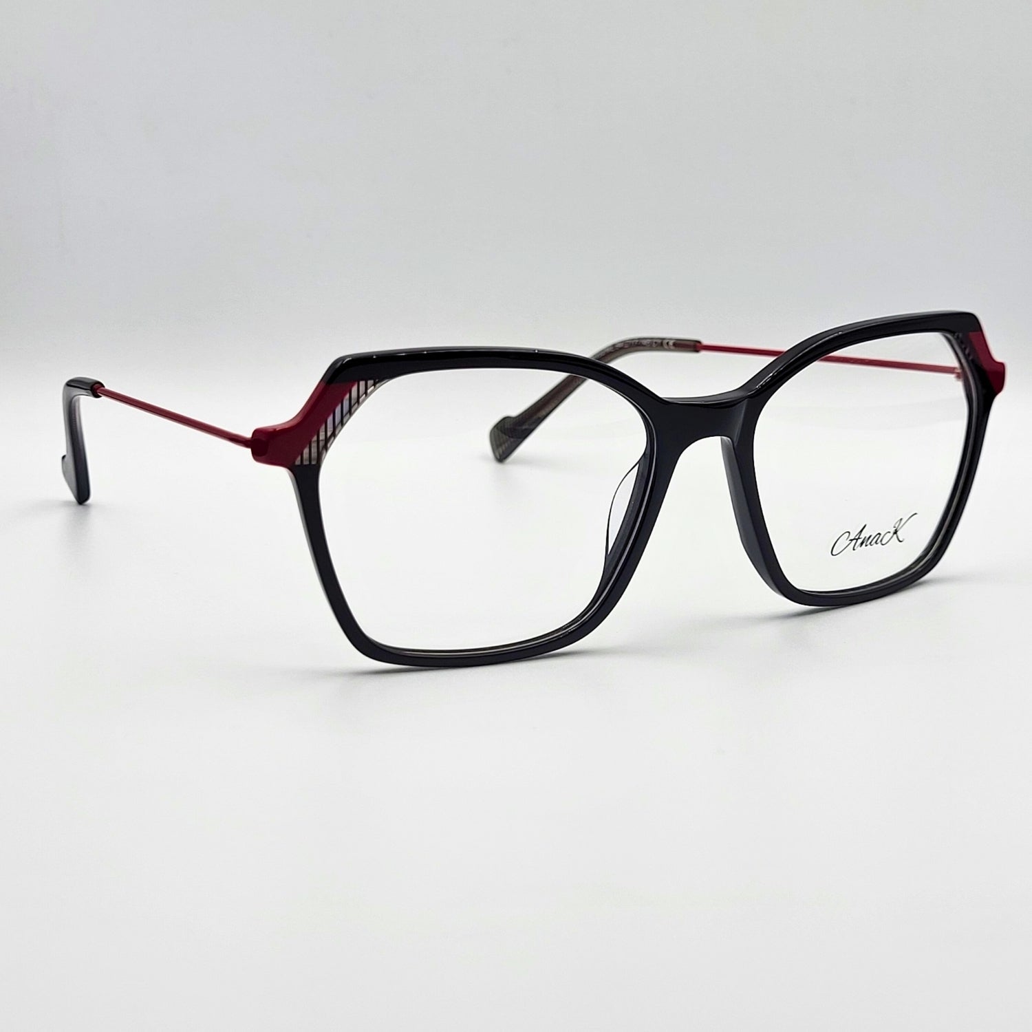 Anak BAF8002ML - Black Red Polygonal Eyeglasses by The Nevermore – Unique Eyeglasses by Nevermore Lifestyle & Tech |