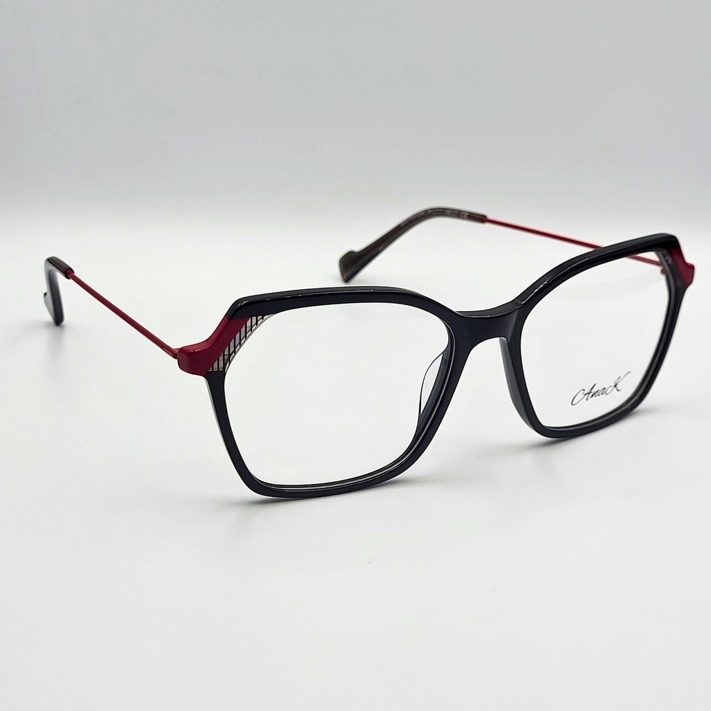 Anak BAF8002ML - Black Red Polygonal Eyeglasses by The Nevermore – Unique Eyeglasses by Nevermore Lifestyle & Tech |