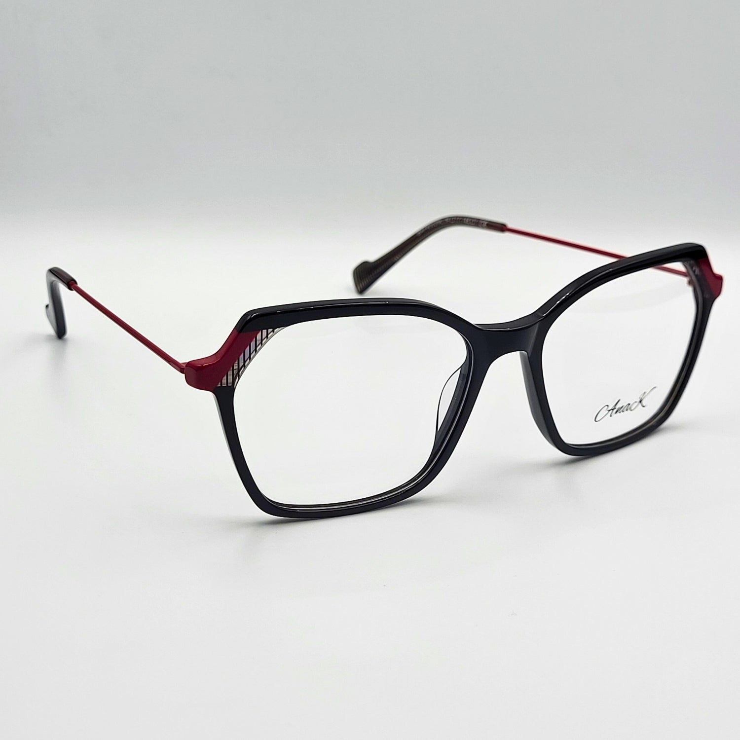 Anak BAF8002ML - Black Red Polygonal Eyeglasses by The Nevermore – Unique Eyeglasses by Nevermore Lifestyle & Tech |